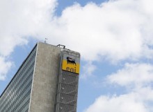 The logo of oil company Eni-Saipem is pictured at its headquarters in Rome, Italy, September 23, 2015. REUTERS/Alessandro Bianchi